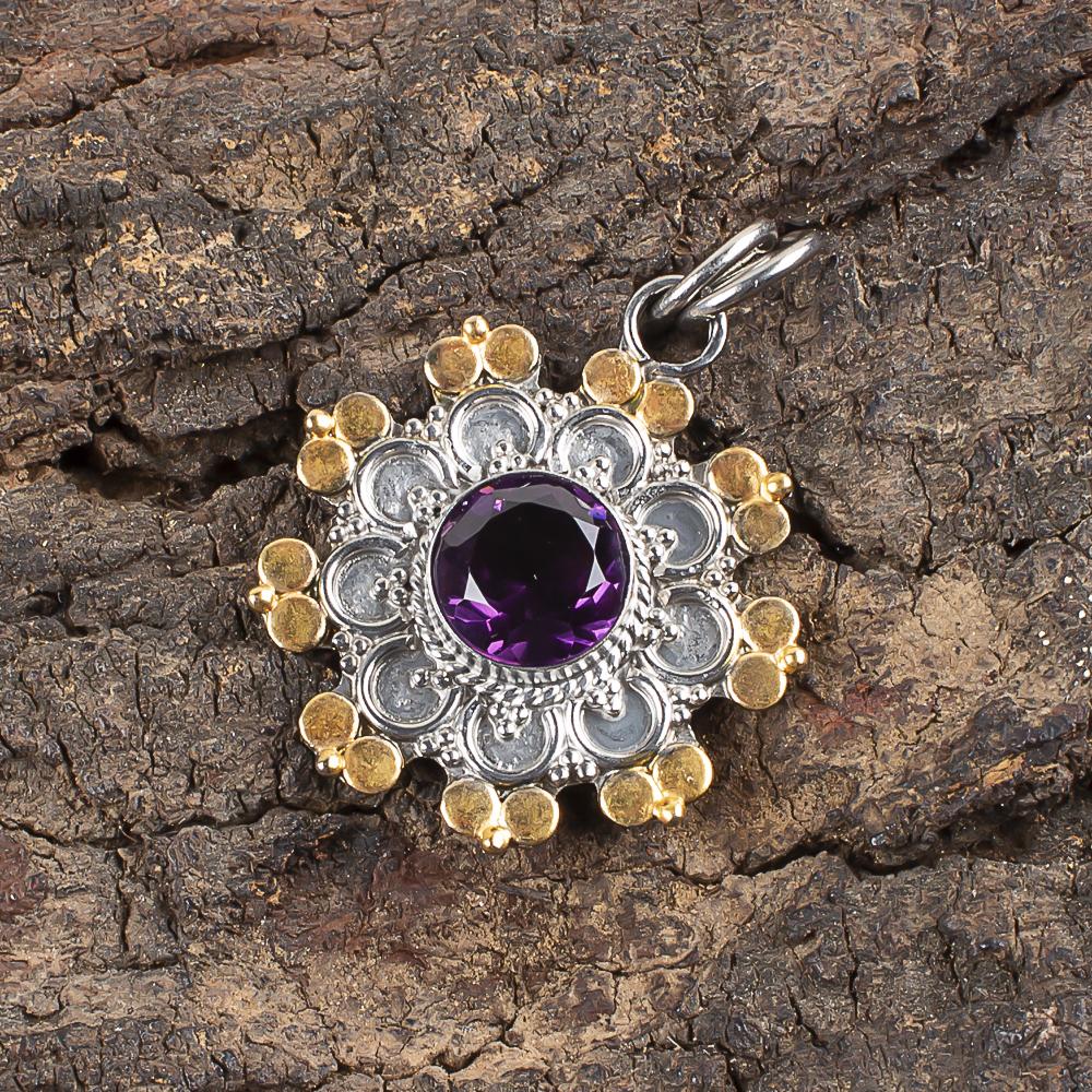 Afrikanischer Amethyst Anhänger Edelsteinschmuck, 925 Sterlingsilber Anhänger, Handgefertigter Schmuck Geburtssteinanhänger, Geschenk für Ihn