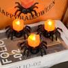 50 szt. Dekoracja Świec Herbatnich Pająków na Halloween, Halloweenowe Bezpłomieniowe Świece LED, Lampiony na Baterie do Halloweenowego Domowego Upiornego Dekorowania