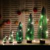 Lit Cedar Mini Christmas Tree with Pine Needles and Snowflakes - Available in 5/10/15/20/25/30 cm Sizes