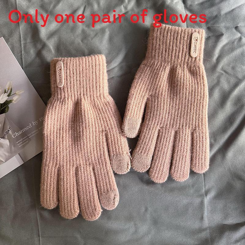 Fashion Knitted Touchscreen Gloves For Men Women Winter Outdoor Cycling Pink