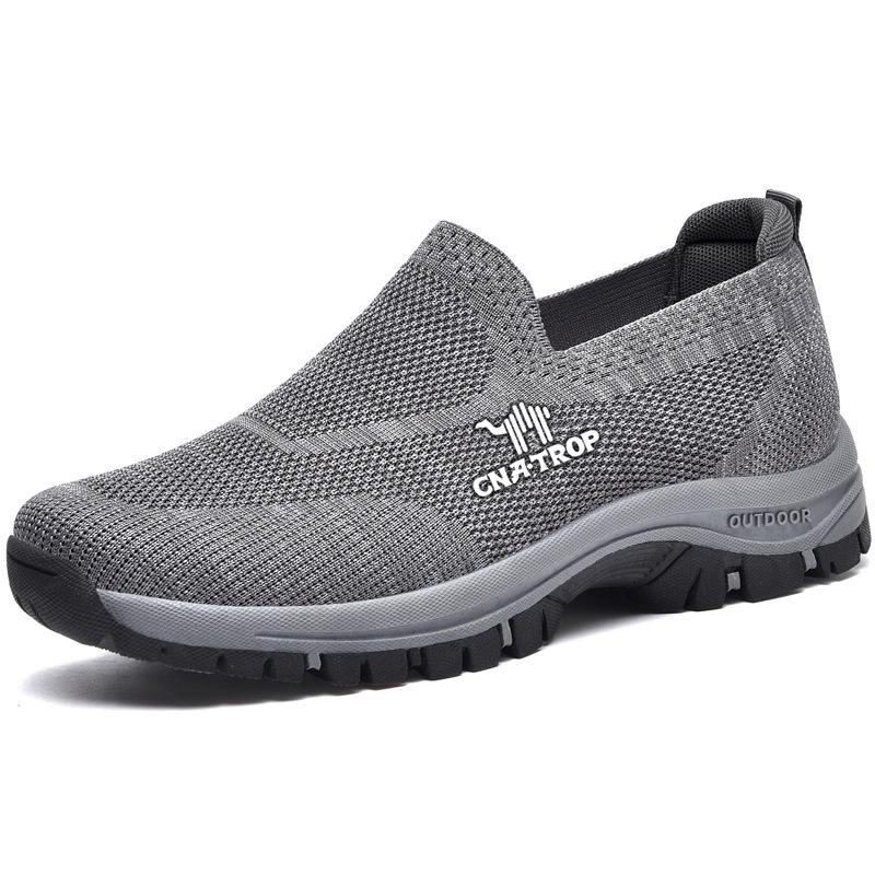 

мода Модная мужская повседневная обувь Air Mesh Outdoor Дышащая обувь Slip on Мужская плоская нескользящая теннисная обувь Удобные мокасины Большие 46 серый