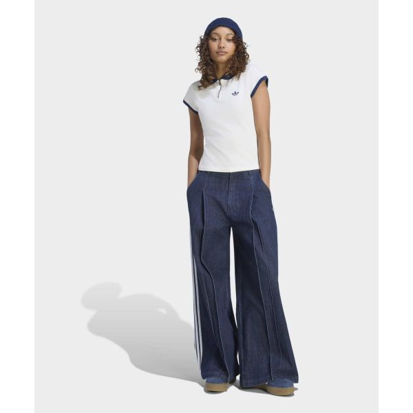 Adidas Originals Color Block Striped Loose Fit Denim Pants Women bottoms LE8302