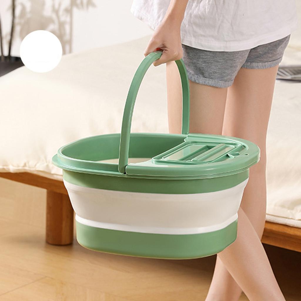 Foot Bath Tub Foldable Thickened Foot Soaking Basin with Massage Point for Home Apartment Dormitory Green White