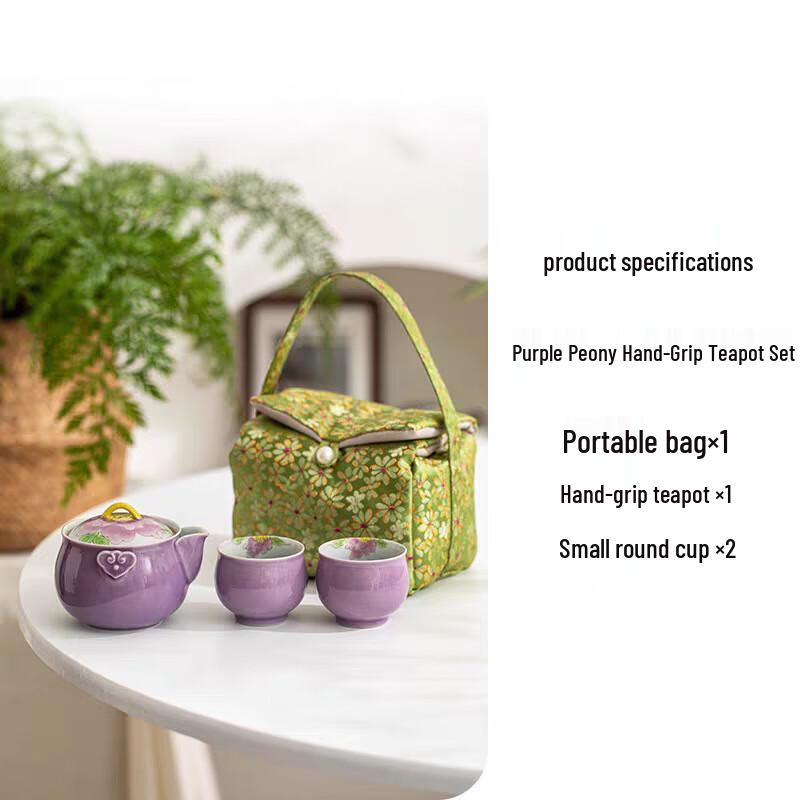 Portable Ceramic Kung Fu Tea Set 1 Pot, 2 Cups with Travel Bag
