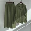 Shirt and Pants Set Summer Women's Retro Plus Size High Waist Loose Pants Cotton Linen Shirt Outfit