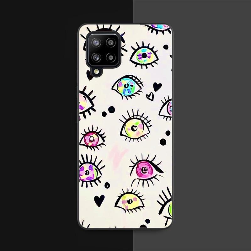 Eye Blue Evil Eye Phone Case For Samsung Galaxy A12 A02S A22 A32 A52 A72 A71 A51 A41 A31 A21 A11 A50 A70 A10S A20S Black Cover