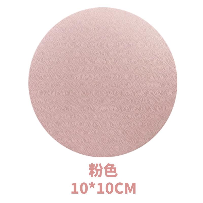 Round spot leather teacup mat can be ordered lOGO hand sewing with oil edge pu leather coaster thermal insulation mat wholesale