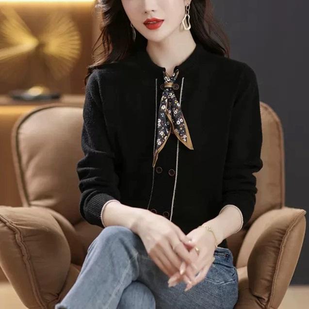 Top pulover tricotat în stil occidental pentru mamă de vârstă mijlocie Pulover de bază tricotat pentru femei de vârstă mijlocie și vârstnice Dantelă care reduce vârsta