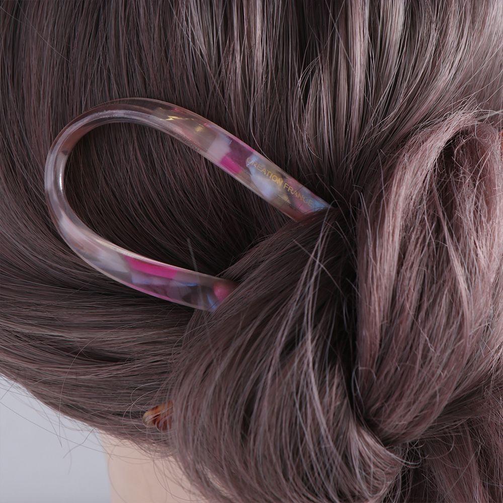 Geometric U-shaped Hair Stick Headwear Chinese Style Hair Fork Sweet Acetate Hairpin  Daily