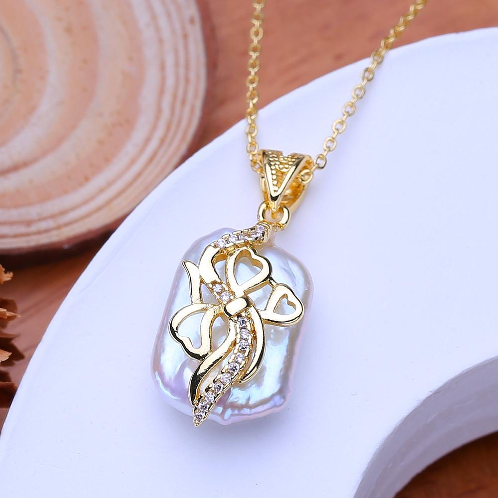 LSOOYH Natural Freshwater Big Baroque Pearl Necklaces Party Elegant Vintage Pendant, Birthday Gifts for Women