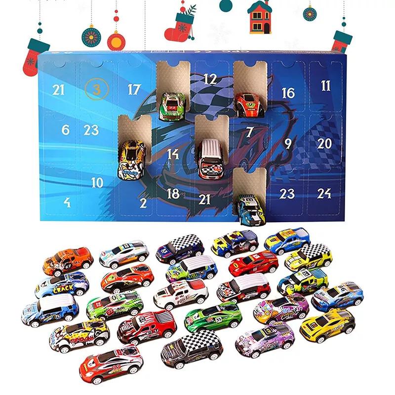 Advent Calendar Countdown Toy Cars Set For Kids Featuring 24 Unique Collectible Designs