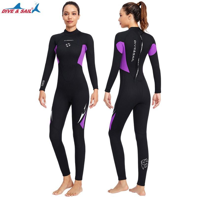 3MM Diving Suit Women's One-piece Long-sleeved Cold-proof Men's Snorkeling Surfing Swimming Warm Wet