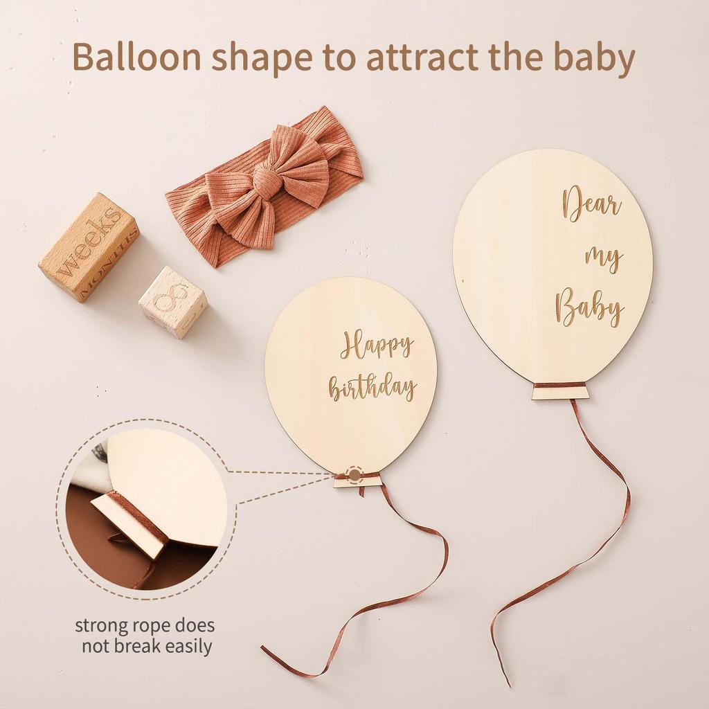 Monthly Balloons, Wooden Party Supplies, Photo Props, Toddlers, Boys,