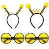 1set Cute Students Halloween Cartoon Bee Hairhoop & Sunglasses for Cosplay Party