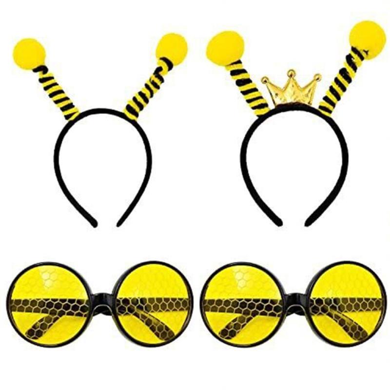 1set Cute Students Halloween Cartoon Bee Hairhoop & Sunglasses for Cosplay Party