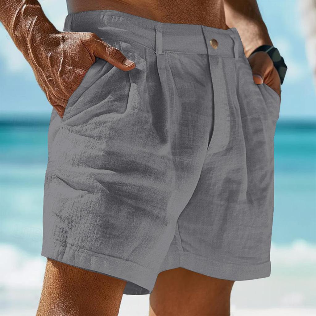 Men's Casual Shorts With Comfortable Lightweight Button Pockets And Monochrome Beach Shorts