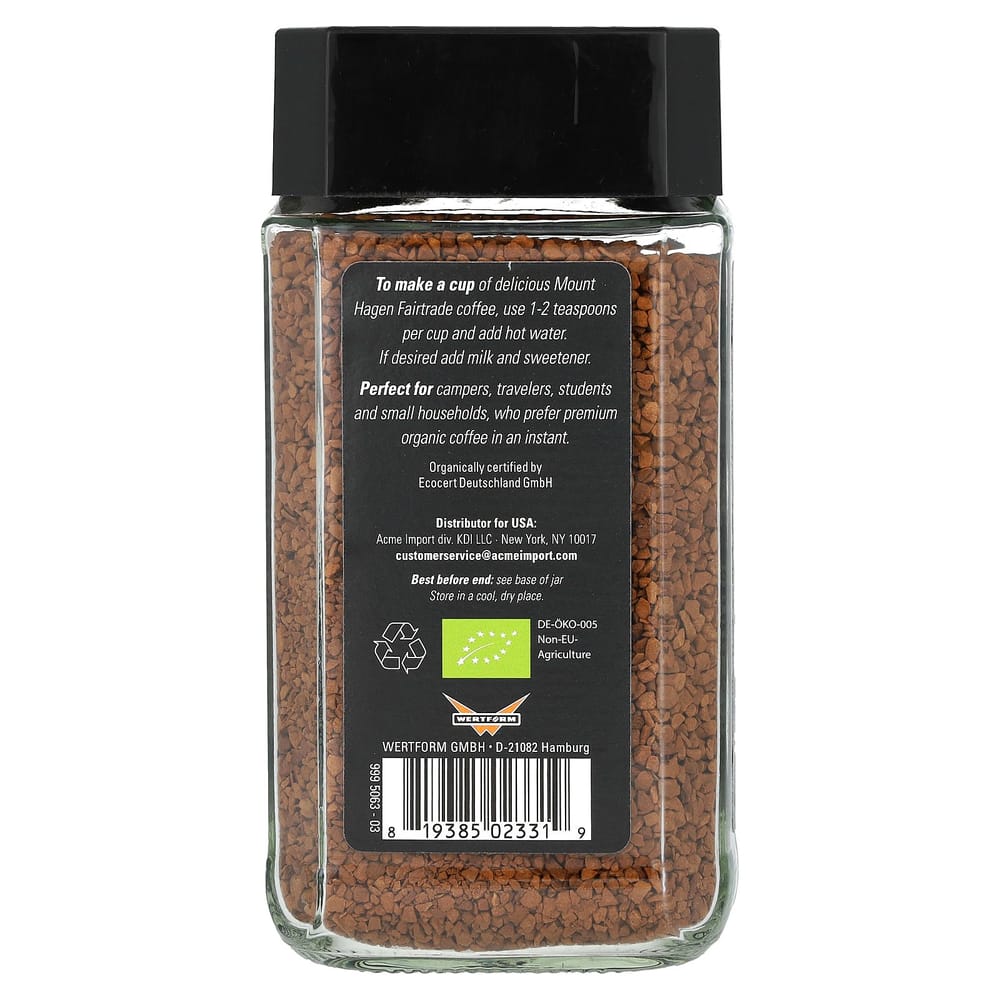 Mount Hagen Fair Trade Organic Freeze-Dried Instant Coffee, 100g (3.53oz)