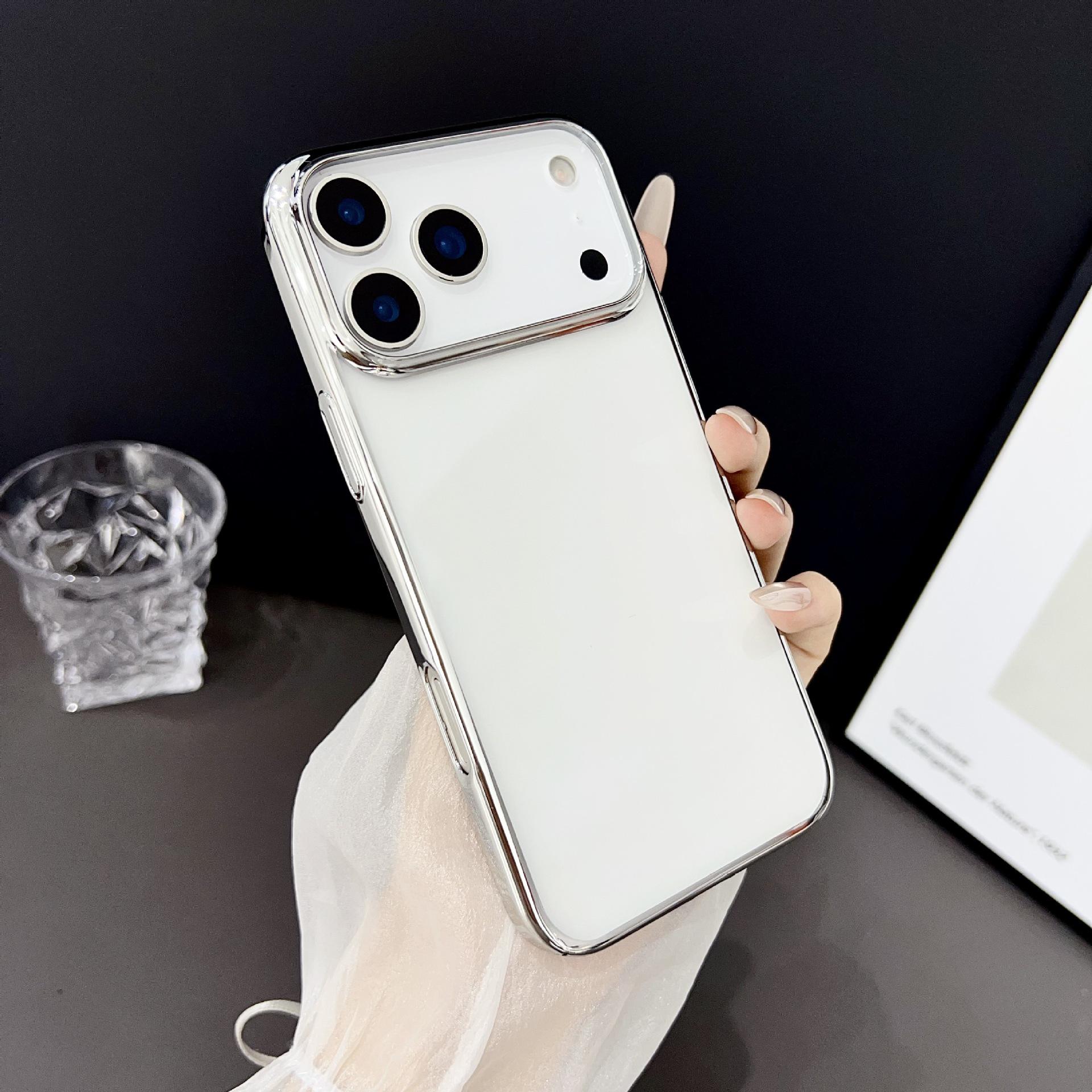 

Electroplated Frame iPhone 17 Pro Max/14/15 Large Hole Phone Case in Simple INS Style iPhone 11 Pro