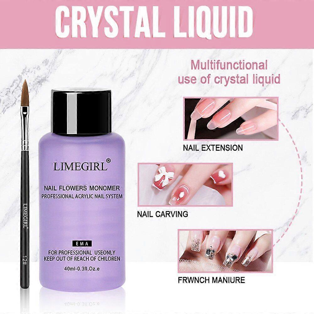Nail Acrylic Powder Set For Crystal Carved Flower Manicure Acrylic Liquid Powder Kit 4