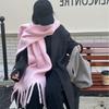 Soft Fuzzy Oversized Scarf Women Winter Warm Thick Acrylic Blend Solid Color Plush Neck Wrap