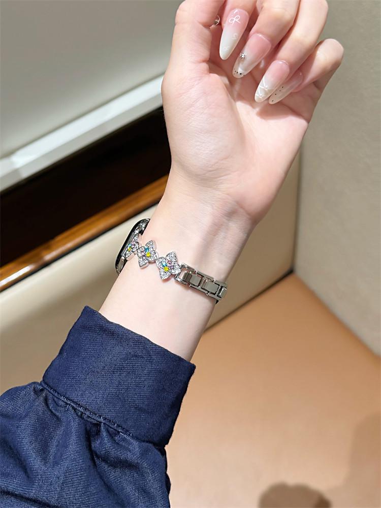Colorful Diamond Four-Leaf Clover Strap for Apple Watch S11, Huawei GT6, Xiaomi 9Pro