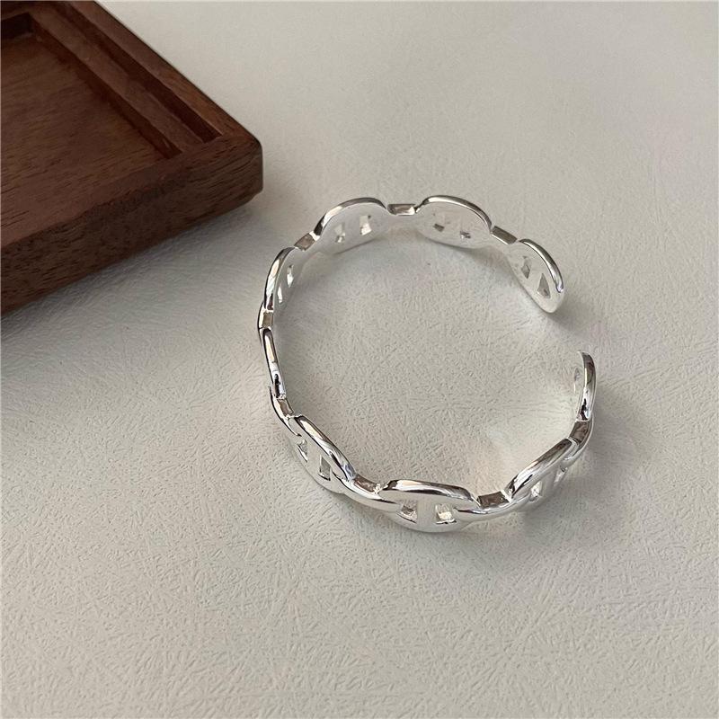 S925 Sterling Silver Korean Pig Nose Heavy Industry Bracelet - Fashionable Simple INS Style Bangle Jewelry.