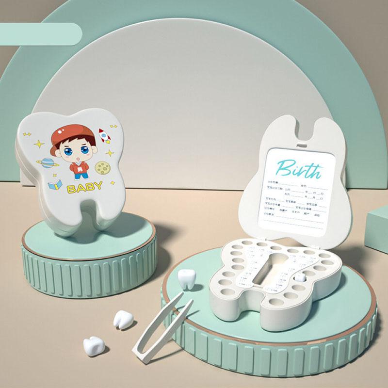 Children's Plastic Cartoon Baby Tooth Storage Commemorative Box for Tooth Loss Collection and Preservation