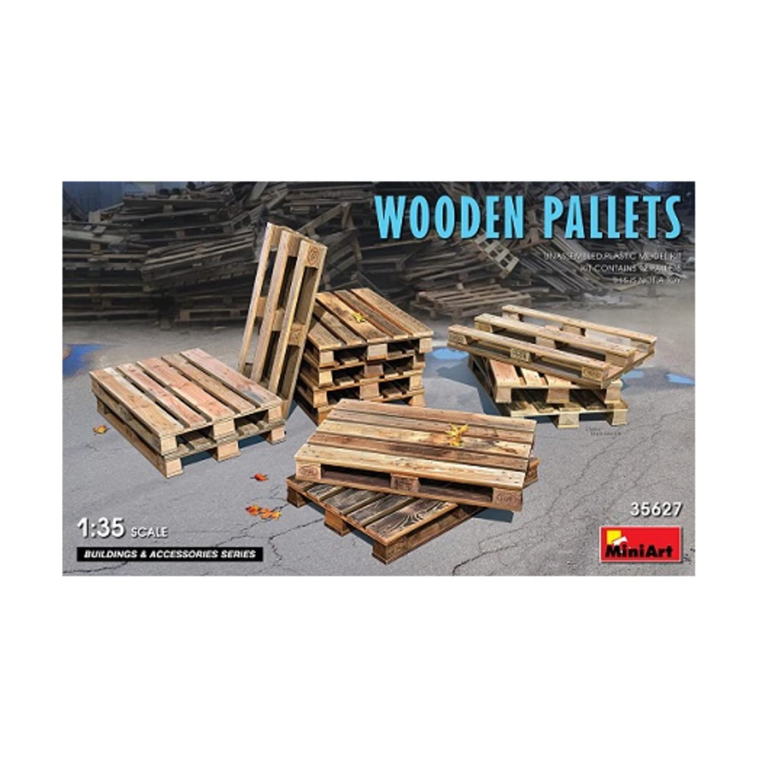 

Miniart Scale Wooden Pallet Set for Plastic Model Kits 1/35 (12 Pallets) (MA35627)