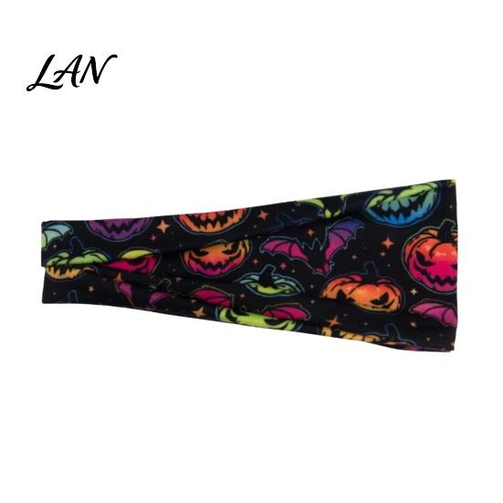 Soft Knitted Headband Halloween Headbands for Women, Cute Pumpkin Ghost Bat Cat Skeleton Wide Hair Bands, Holiday Themed Sports Band Breathable