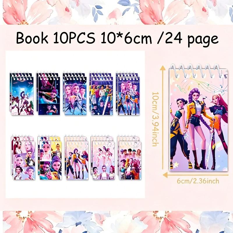 Cute K-Pop Girls Mini Spiral Notebook 10pcs/set, Small Pocket Journal for Fans Kids School Writing  Gifts