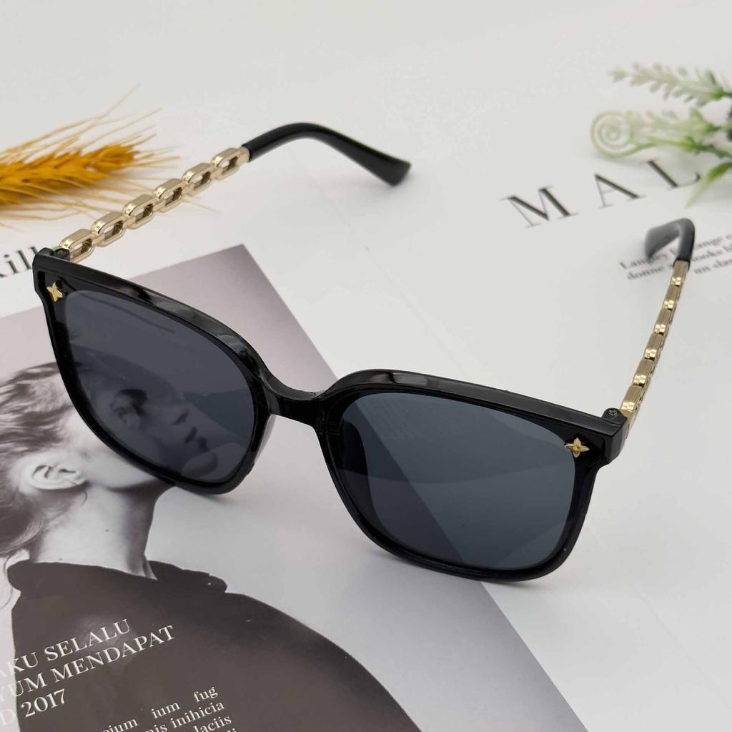 Übergroße quadratische Rahmenkette Sonnenbrille UV400 Schutz Retro Chic Brille für Damen