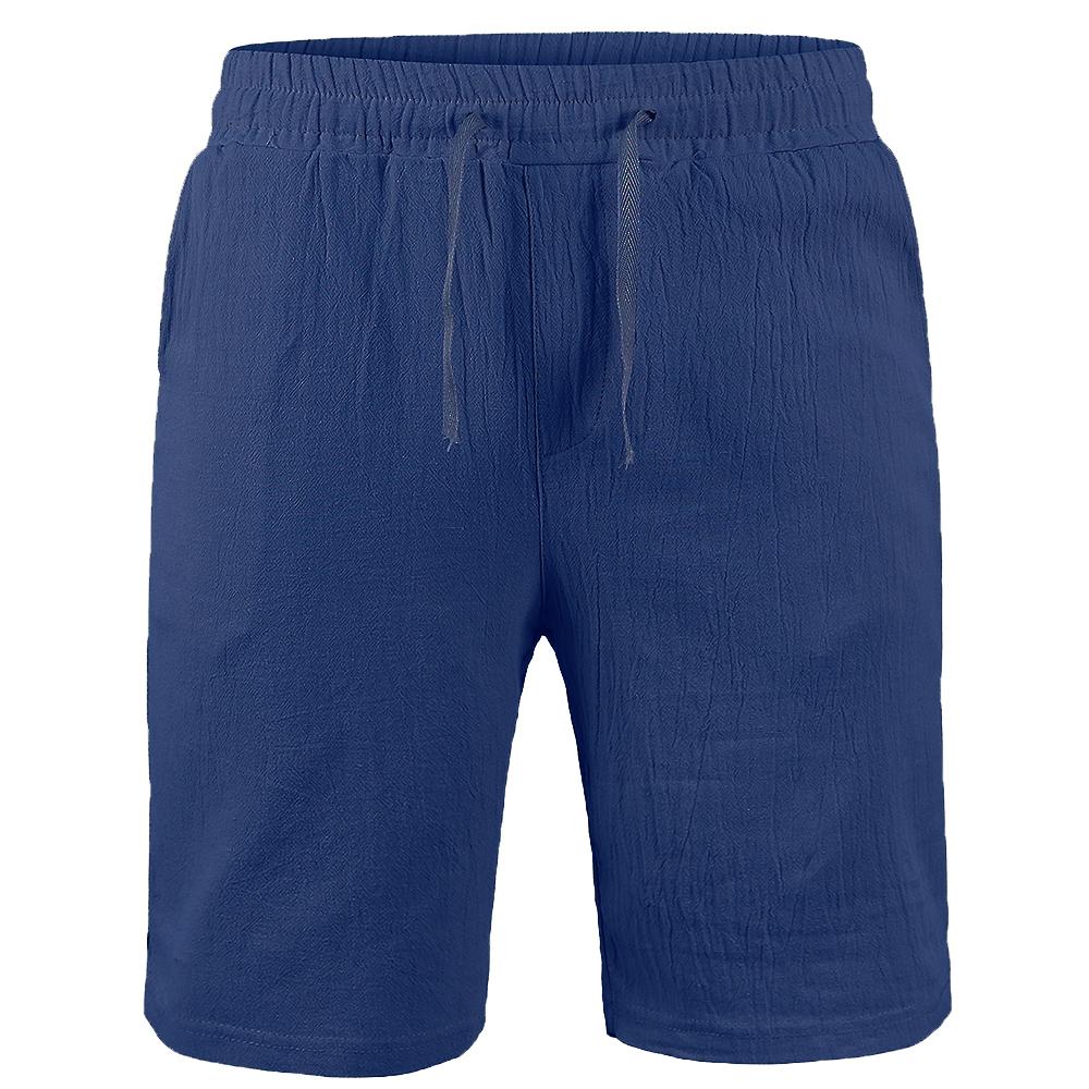 Summer Men's Cotton Linen Shorts Solid Color Linen Pants Men's Summer Breathable Fitness Street Wear