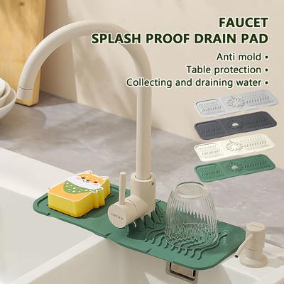 New Kitchen Sink Faucet Mat, Silicone Drainage Mat Sink Tray, Sink Protector Kitchen Bathroom Sink Faucet Mat Protector