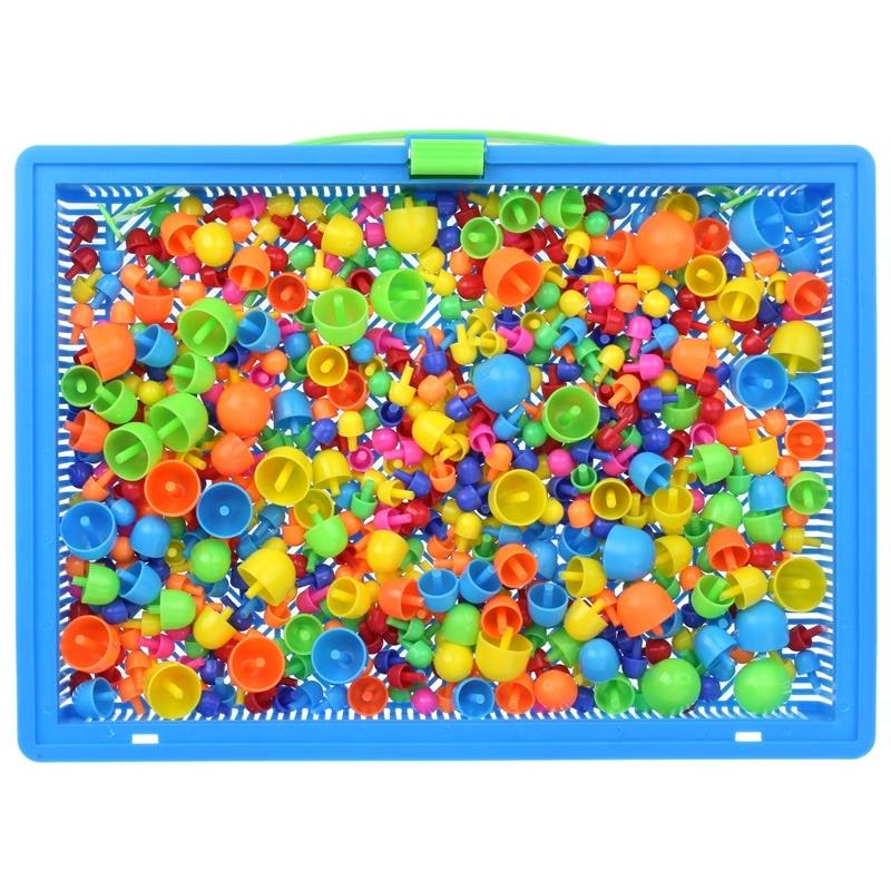 Button Puzzle Mosaic Puzzle Mushroom Pushpins in a Montessori Suitcase