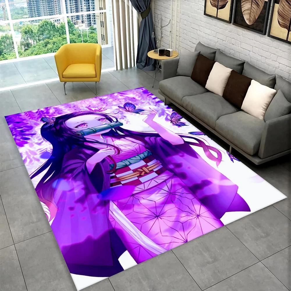 Anime Kamado Nezuko Demon Slayer Area Rug,Carpet Rug for Living Room Children Bedroom Sofa Doormat Decor,Kid Non-slip Floor Mat