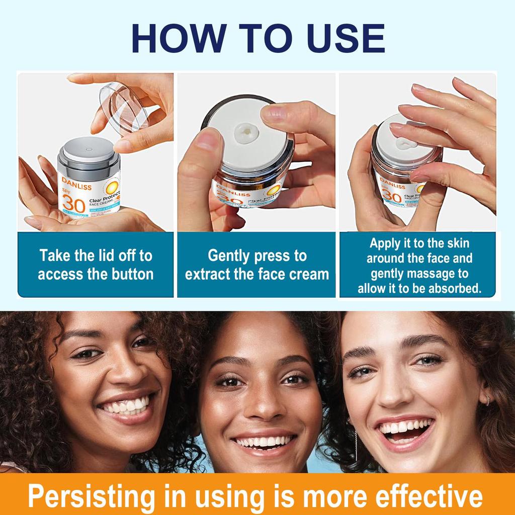 Clear Protect Face Cream-Moisturizes And Helps Protect Against The Sun For 48 Hours-Suitable For All Skin Types, 50g