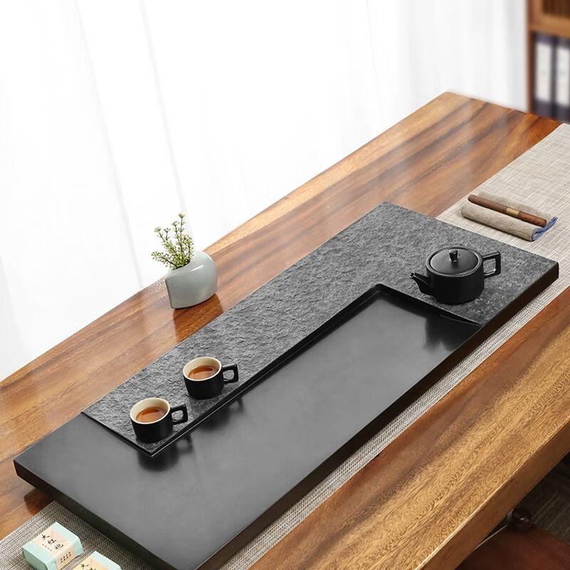 Modern Natural Black Gold Stone Tea Tray