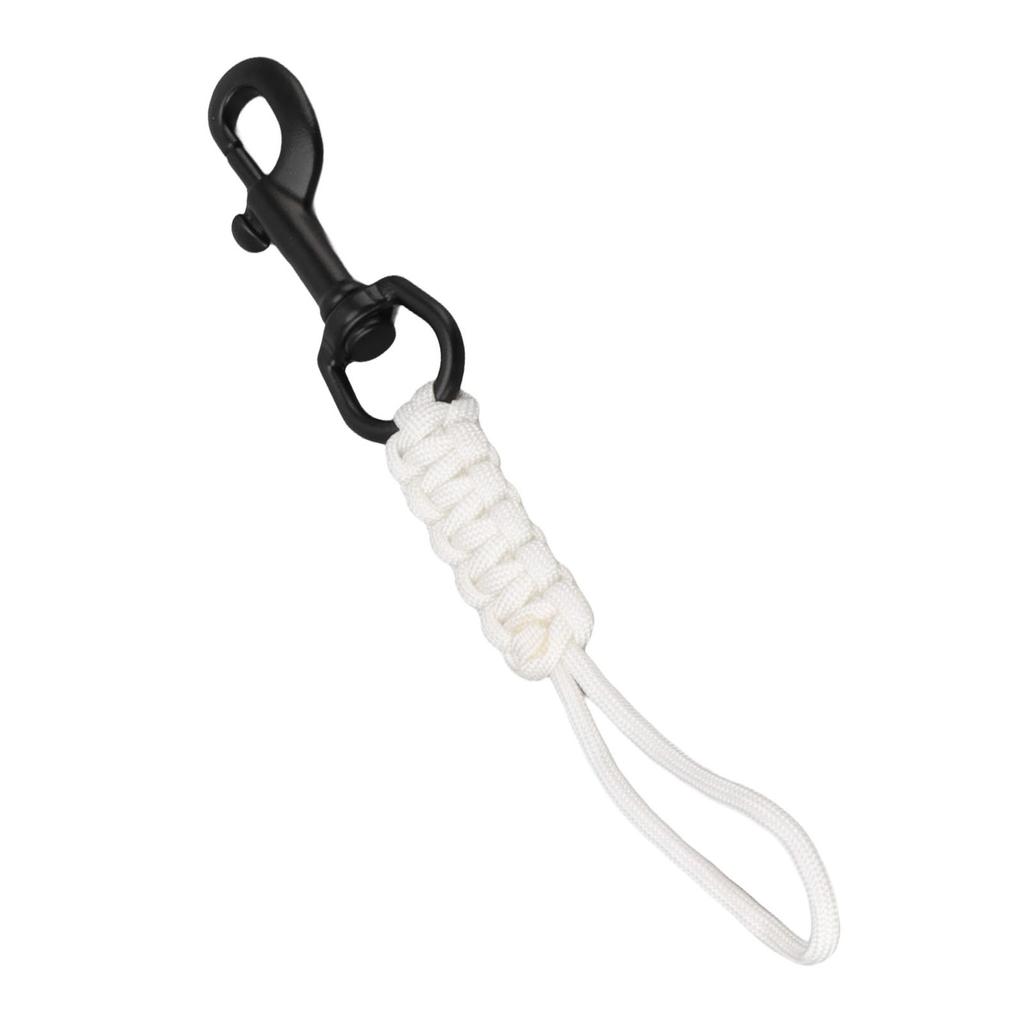 Hand Woven Diving Lanyard Anti Lost Strap Underwater Safety Rope with Stainless Steel Clip White