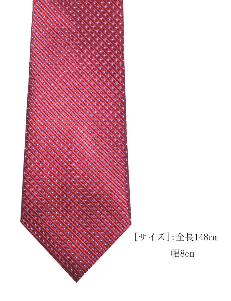 [Towergem] Men's Tie 100% Silk Jacquard Red and Blue