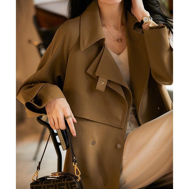 

тренч женский средней длины, весенне-осеннее пальто, новая женская осенняя одежда, женское модное драповое пальто XL