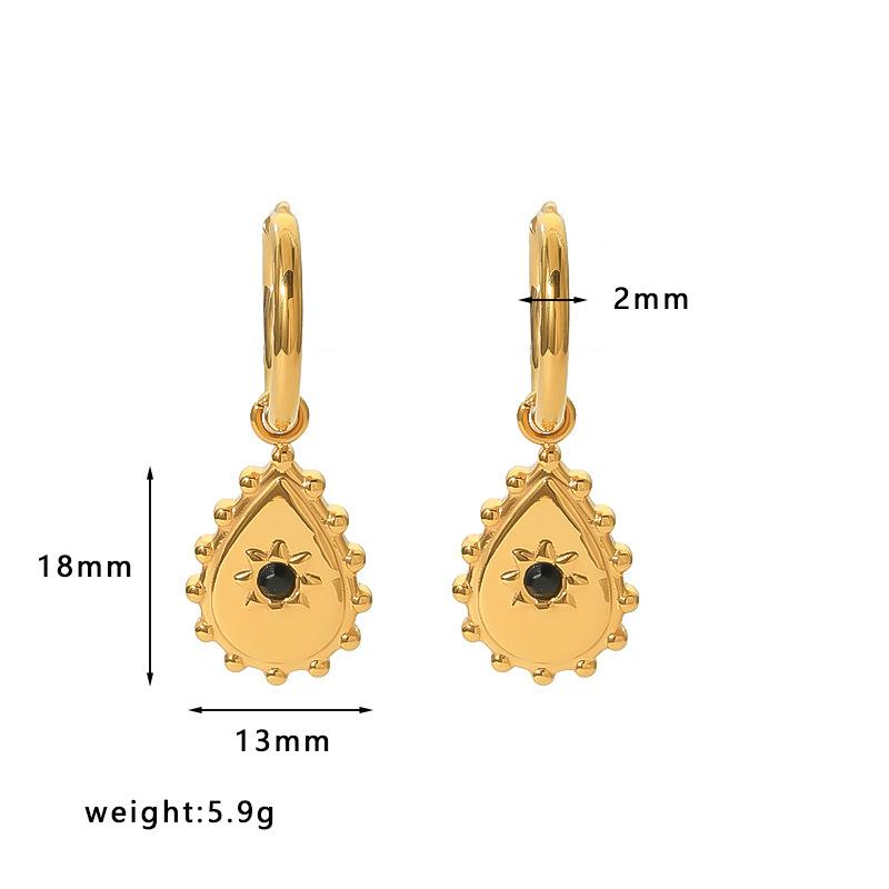 

Waterdrop Shape Pendant Earrings For Women Gold Color Inlaid Diamond Hoop Stud