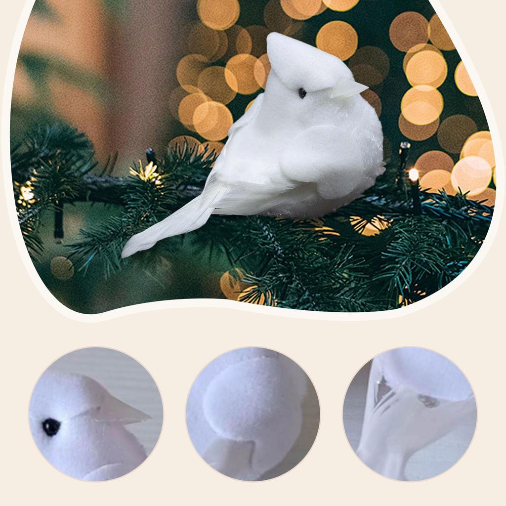 12x Artificial Birds for Photography, Decorative Christmas Tree Ornaments, Fake