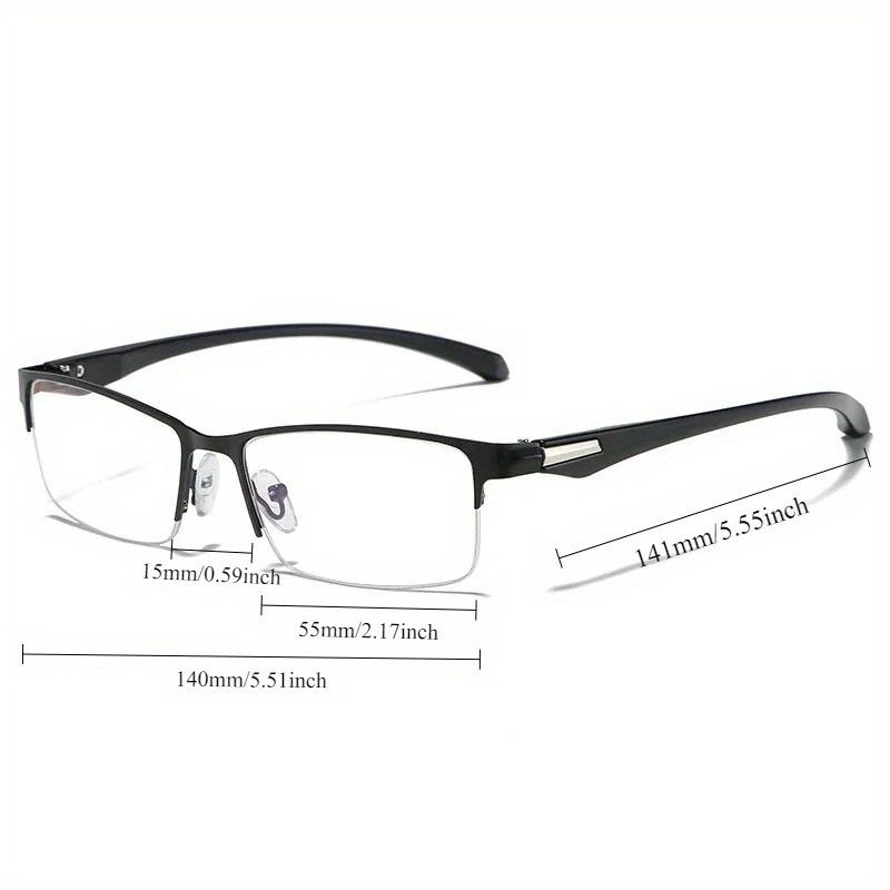 Men's Metal Half Frame Reading Glasses Anti Blue Light+0.4 To+4.0x Magnificationhigh-definition Presbyopia Correction