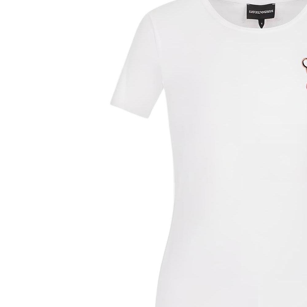 Emporio Armani Animal Print Short Sleeve Regular T-Shirt Women Tops White 3L2T6G-2JQAZ-0100