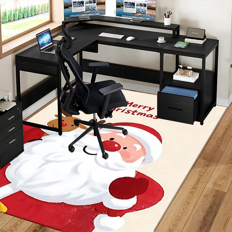 Christmas Santa Claus Reindeer Chair Mat - Anime Cartoon Design, Non-Slip Carpet for Office, Home Decor, Living Room, Bedroom, Game Room & Dormitory.R