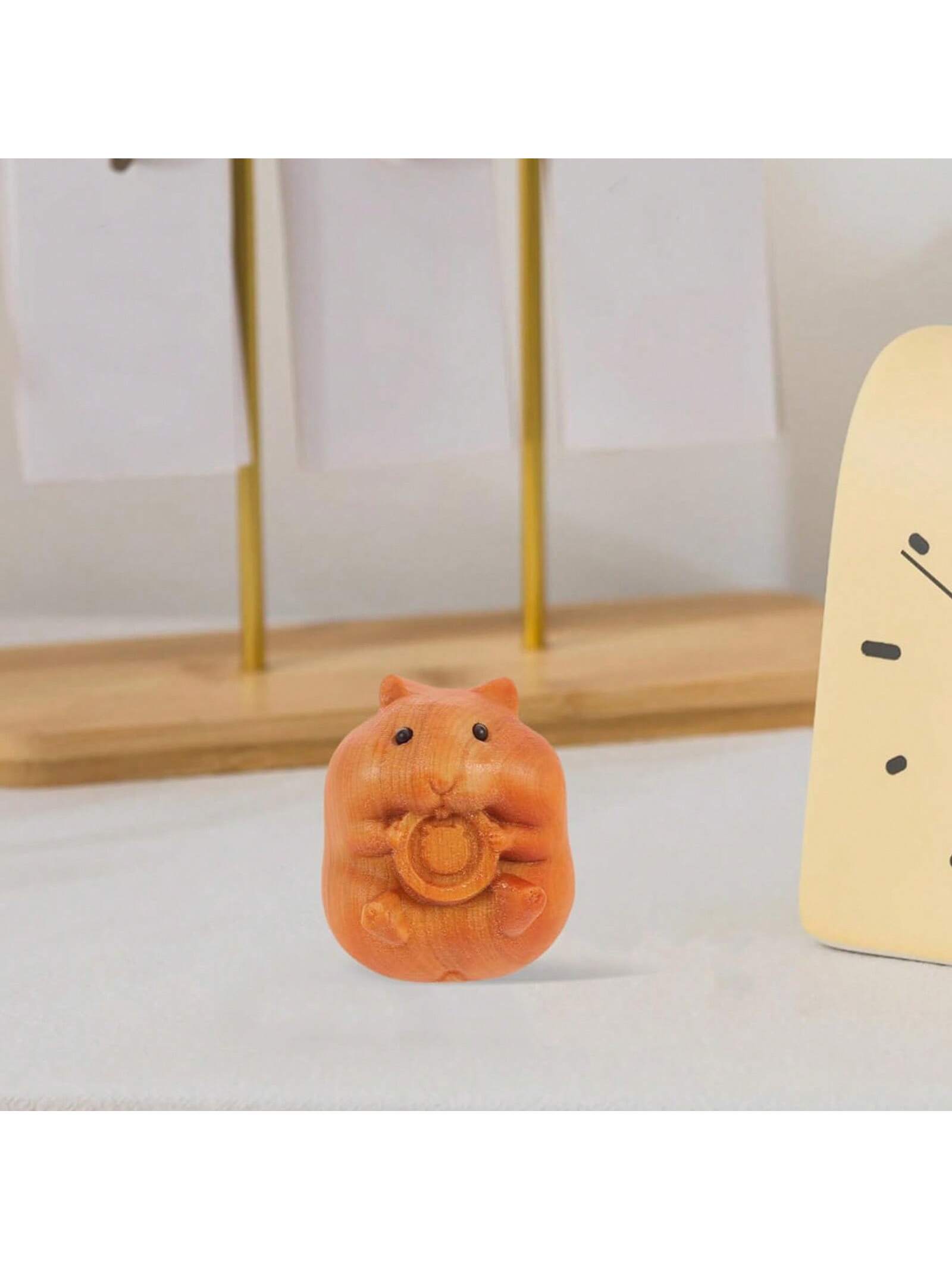 

Exquisite Hand Crafted Wood Carved Hamster Statue Small Animal Figurine for Collectors