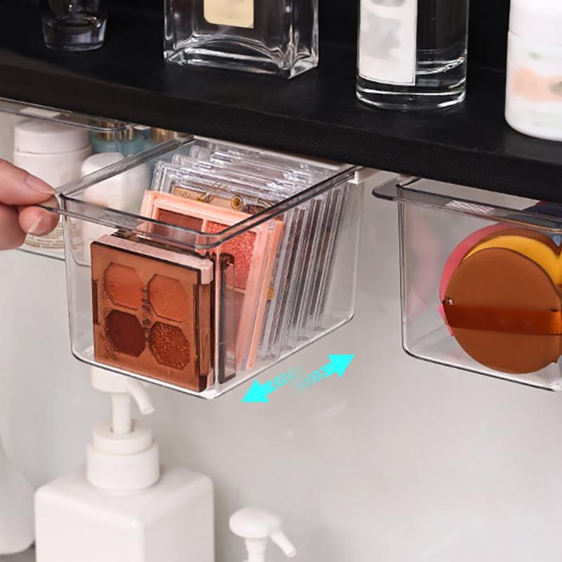 2 Pcs Transparent Desk Drawer Organizers Box Makeup Organizer Clear Plastic Storage Box Cosmetic Cotton Pads Cosmetic Desk