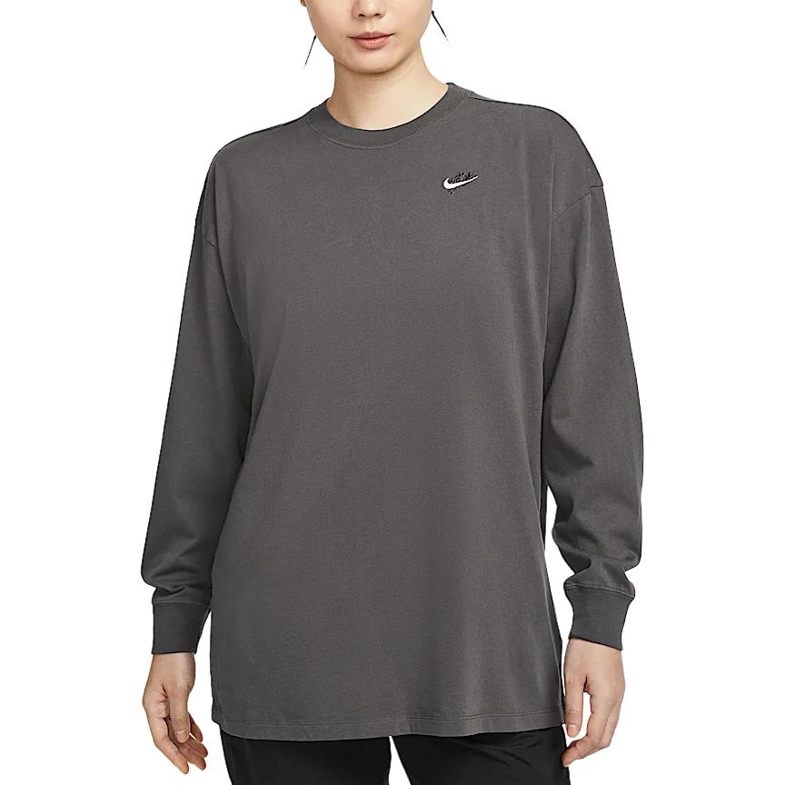 

Nike Sportswear Oversized Long Sleeve Drop Shoulder T-Shirt Women Tops Medium-Gray IB1958-261 M