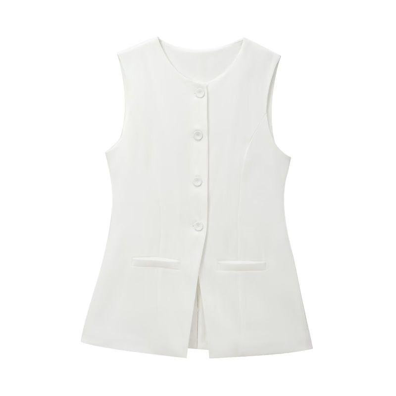 

Kaslead New Arrival Women s Fashion Style Fashion Minimalist All-Matching Sleeveless round Neck Vest Vest White S