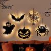 Outdoor Halloween Accessories Pumpkin Hanging Decor, Non-Woven Ghost Ornament with Light String, Spooky Holiday Decorations Door Wall Decor for